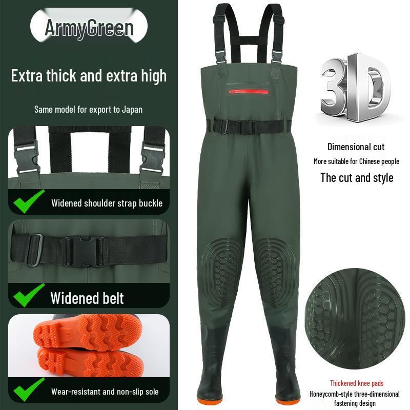 2025 Durable Non-slip Waterproof Fishing Waders - Thickened Full Body Rain Bib Pants for Men & Women.