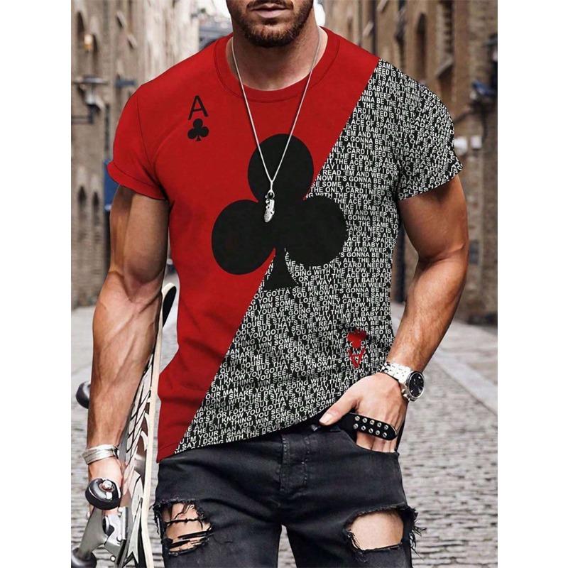 

3D Playing Card Graphic T Shirt for Men Clothing Youth Trend Fashion Streetwear Tshirt Summer Unisex Women Short Sleeve Tops Tee XL