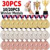 30PCS Gold/Silver/Bronze Medal Award Medals with Neck Ribbon Competition Prize Medals Trophy Pattern for Talent Show Party Race