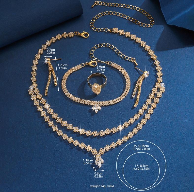 Set Necklace Earrings Bracelet Fashion Jewelry Copper Zircon High Sense Wedding Season Girl