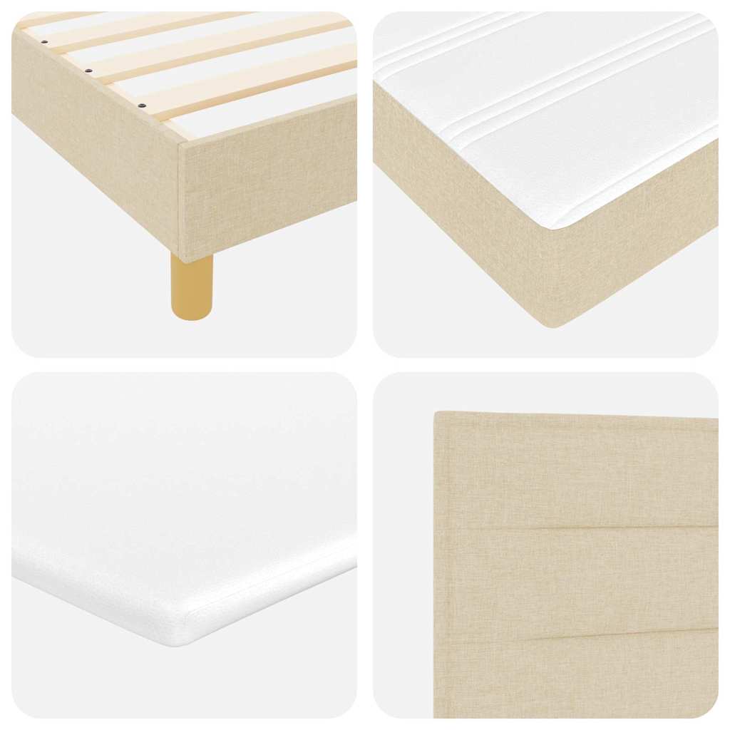 Box Spring Bed with Cushions and Adjustable Headboard Cream 80 x 200 cm Fabric