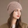 Winter Rabbit Fur Knitted Hat Women's Pullover Hat