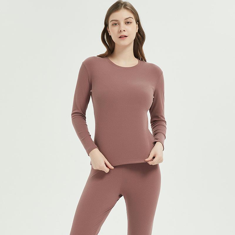 Schwarz & Weiß Rundhals Gebürstetes Thermounterwäsche-Set: Unisex Elastische Einfarbige Warmwäsche