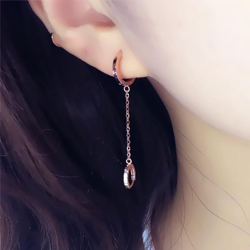 Purple Gold Round Ball Simple Fashion Personality Trend Temperament Two Wear Colored Gold Plated Rose Gold Ear Buckle