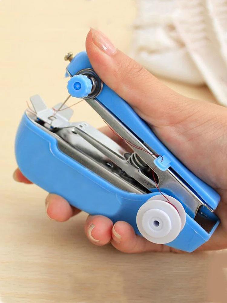 Home Handheld Sewing Machine Protable Outdoor Travel Clothes Fabrics DIY Stitchin Sew Tool Mini Manual Stitch Needlework Machine
