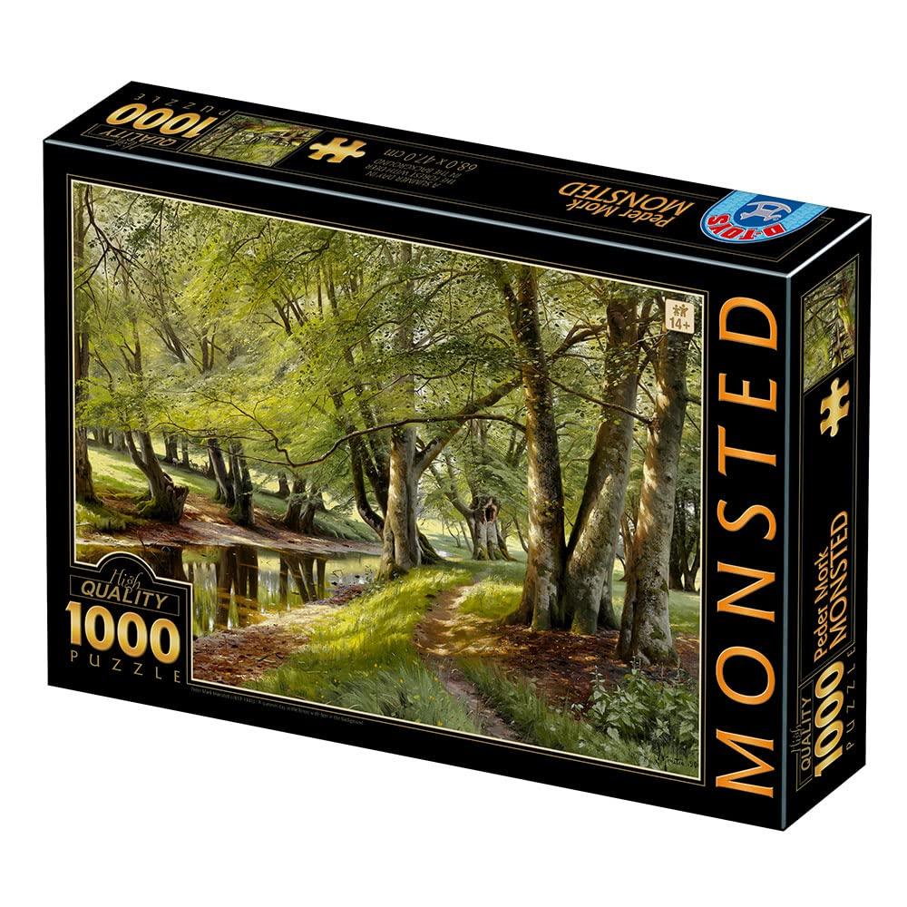 D-Toys 1000-piece jigsaw puzzle, 77417-MO02, Peder Mørk Mønsted: A Summer Day in the Forest with Deer in the Background, 47 x 68 cm