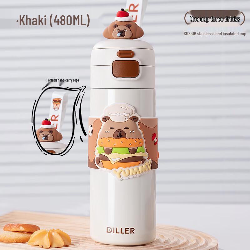 Dilebel 316 Stainless Steel Dual-Drink Insulated Straw Cup