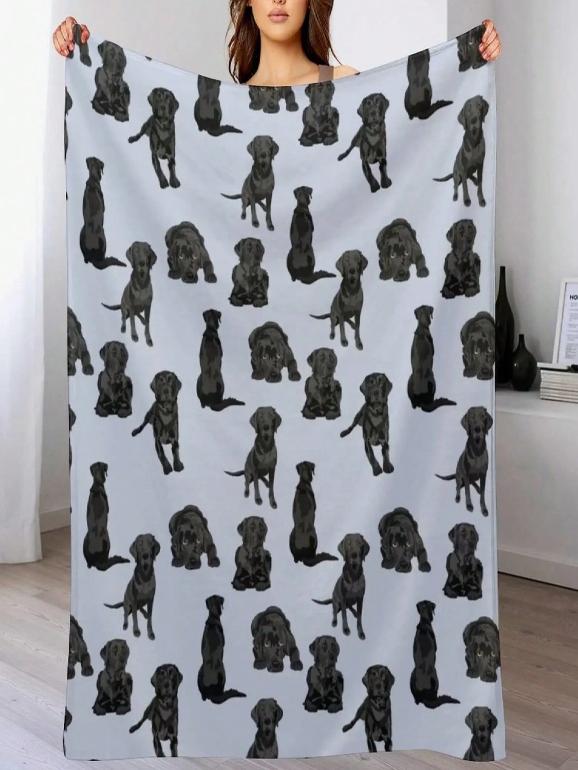 

Black Labrador Throw Blanket Blankets Sofas Of Decoration Single Funny Gift Shaggy Blankets 75X95CM серый