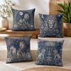 Navy Blue Lion Jungle Cushion Cover Durable Hypoallergenic Organic Linen Pillow Cover Short Size Washable SkinFriendly