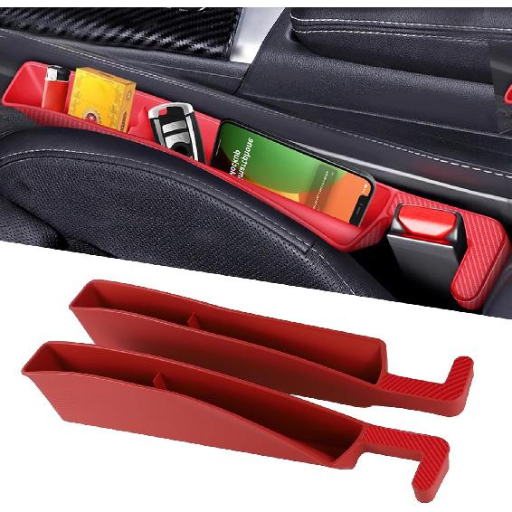2PCS Car Seat Gap Filler Organizer, Multifunctional Seat Gap Storage Box for Phone Key, Stop Things from Dropping Between Seat and Console, Universal