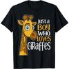 Just a Boy Who Loves Giraffes Funny Giraffe Gift T Shirt T-Shirt