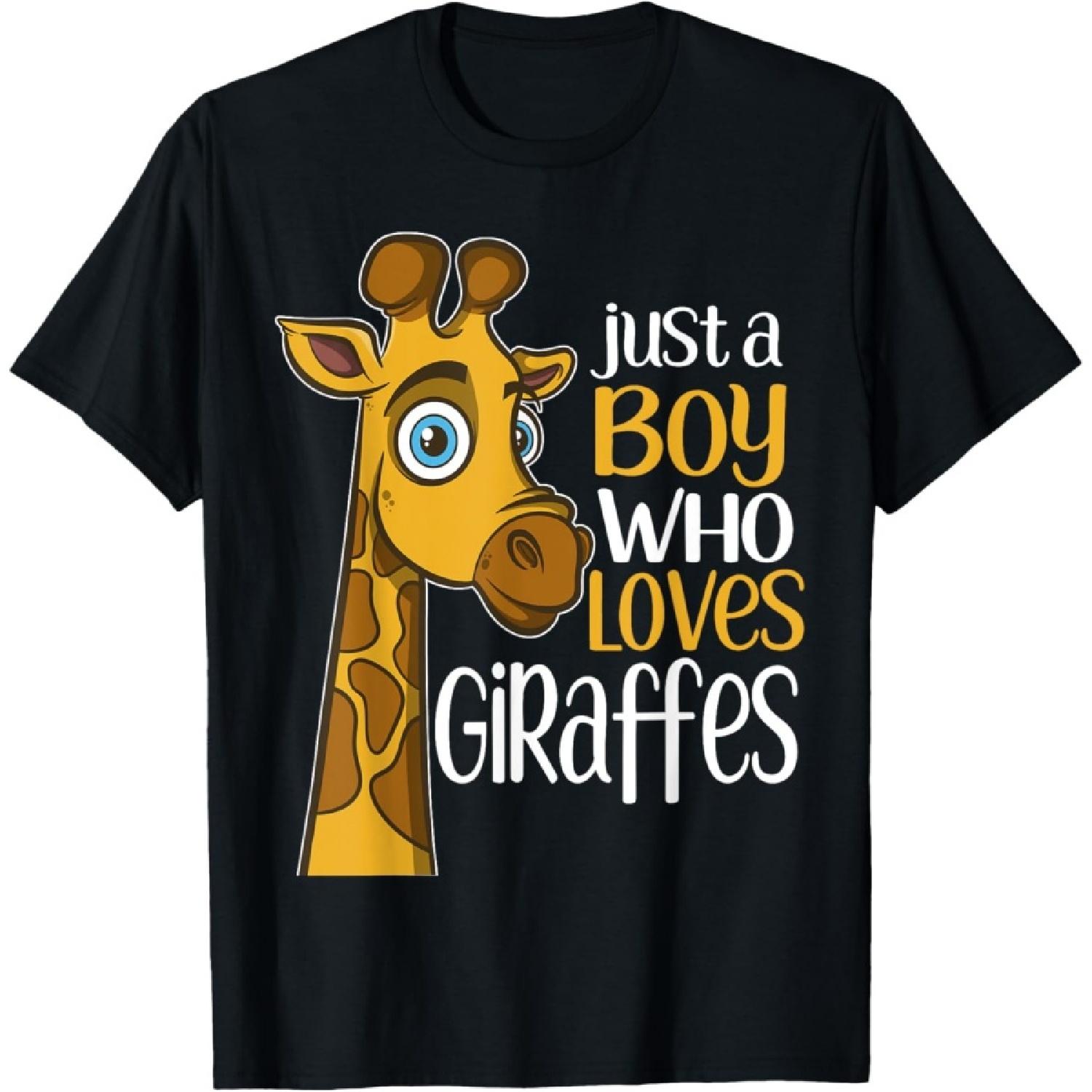 Just a Boy Who Loves Giraffes Funny Giraffe Gift T Shirt T-Shirt S