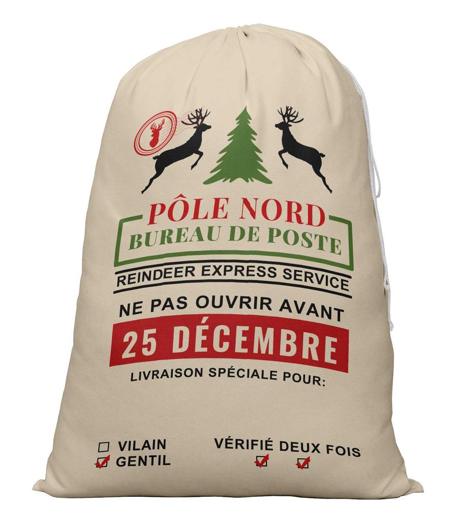 Printtoo 2 Pcs Large Santa Sacks With Drawstring Canvas Xmas Gifts Bags For Kids Christmas 27x20 Inch