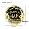 Black Gold Milestone Birthday Party Supplies: Plates, Cups, Napkins, Tablecloth for 40-90 Years