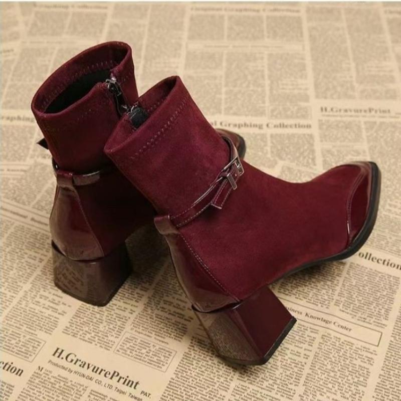 Fashion Women Ankle Boots Elegant Fashion High Heels Shoes 2025 Designer New Winter Party Chunky Chelsea Boots Sexy Woman Pumps Botas
