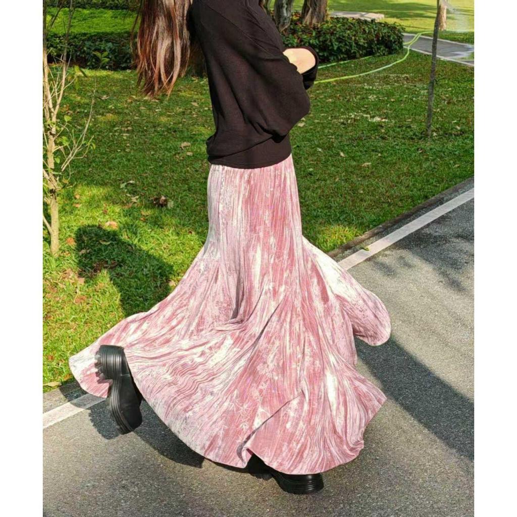 Retro Chinese Women's Fishtail Skirt - Green Velvet, Long Hem, Spring/Autumn/Winter