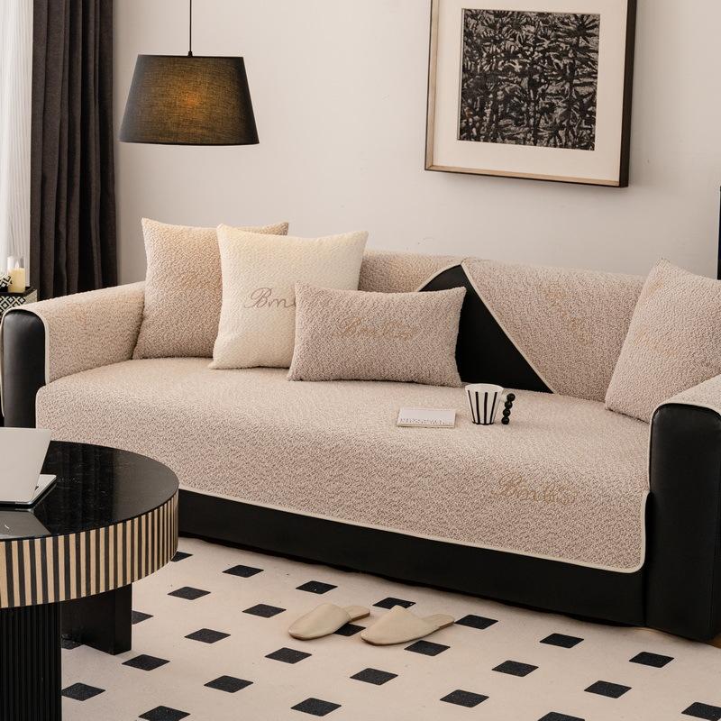 New Winter Thickened Plush Sofa Cushion Universal Non-Slip Leather Sofa Cover Cover Cloth Seat Cushion Waterproof