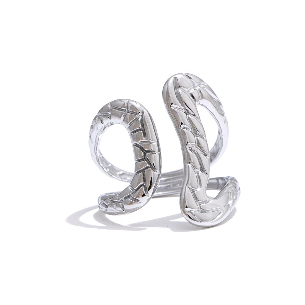 

Eetit Модное регулируемое полое кольцо из нержавеющей стали с геометрическим узором 18K с покрытием PVD Индивидуальные ювелирные изделия Аксессуары Подарок 7 серебряный