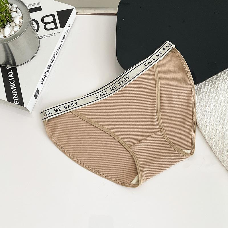 Sports Style Lingerie Minimalist High Slit Thread  Knickers Girls' Mid Waist Underwear Panties