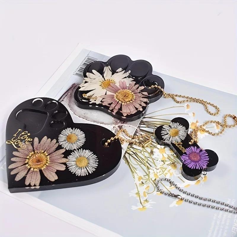 DIY Epoxy Resin Dog Tag Silicone Mold Resin Keychain Moulds Dog Bone Tag Silicone Moulds Round Tag Epoxy Moulds Love Heart Mould