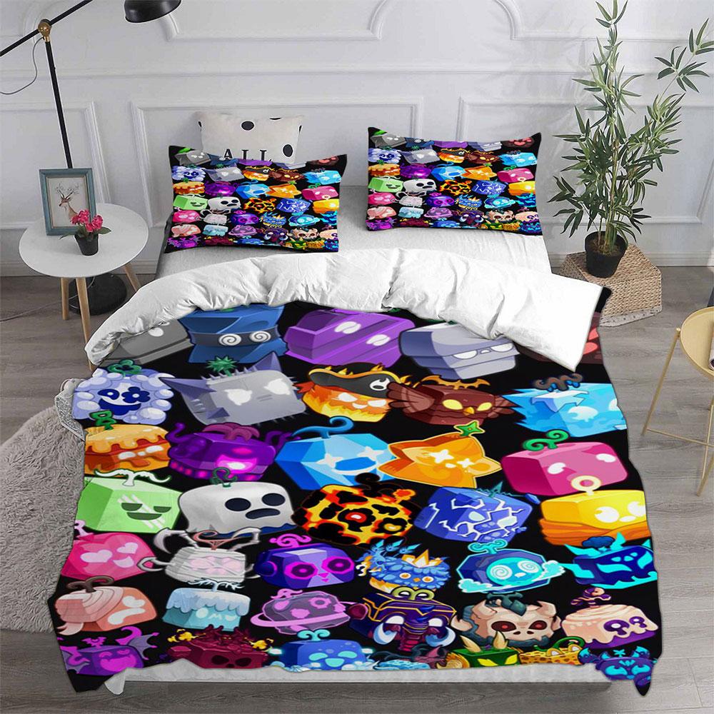 Blox Fruits Bedding Sets Bed Cover Comforter Duvet Cover Pillow Case 2-3 Pieces Sets Single Double Large Size Bedroom Decor