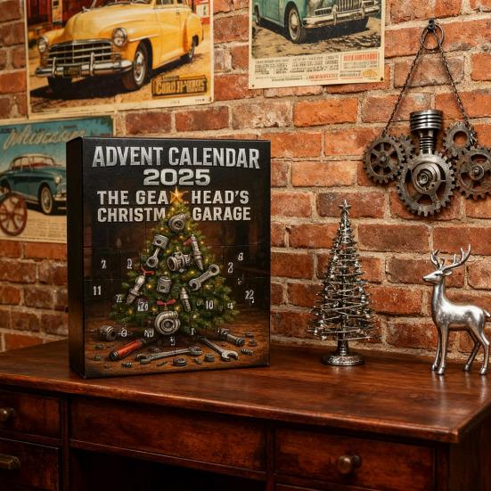 Gearhead Advent Calendar 2025 24-Day Christmas Countdown Box with Acrylic Miniature Car Parts Tools Automotive Holiday Gifts for Car Enthusiasts
