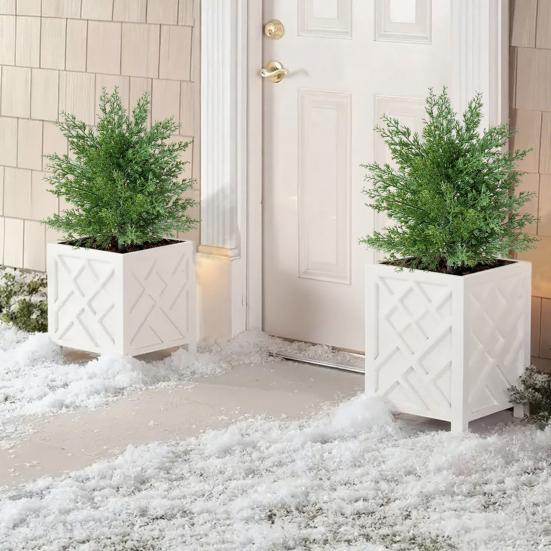 Artificial Pine Topiary Realistic Faux Pine Bushes Artificial Greenery with Spike Christmas Topiary