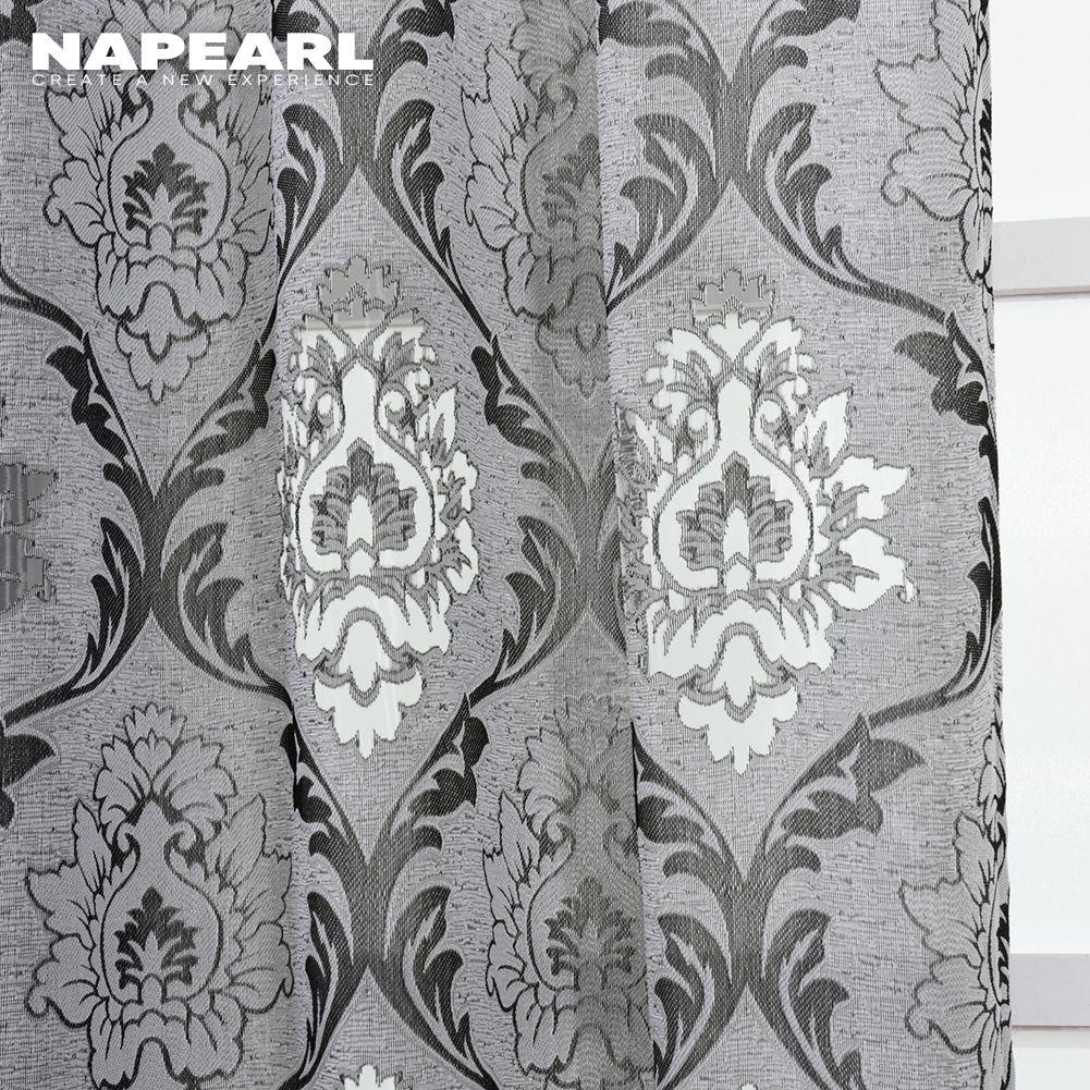 1PC NAPEARL Fashion Jacquard Tulle Curtain European Style Sheer Brown Grey Curtain  For Kitchen Living Room Home Decor