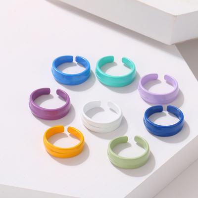Retro Regulowany Pierścień Koloru Macaron Prosty Modny Pierścień Temperament Kobiecy Pierścień Punkowy Trend Biżuteria