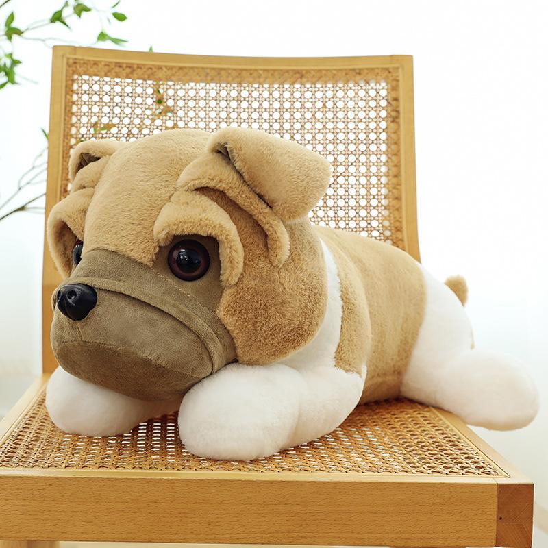 New Wool Shar Pei Dog Plush Toy Throw Pillow Cute Lying Dog Children's Birthday Sleeping Doll Exchange Gift