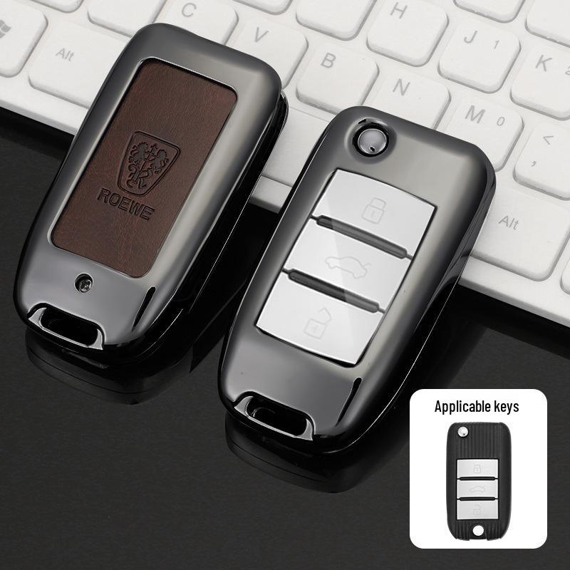 Roewe Car Key Case for 350, 350c, W5, 360, 750 Models - Folding Protective Shell with Buckle for Men and Women
