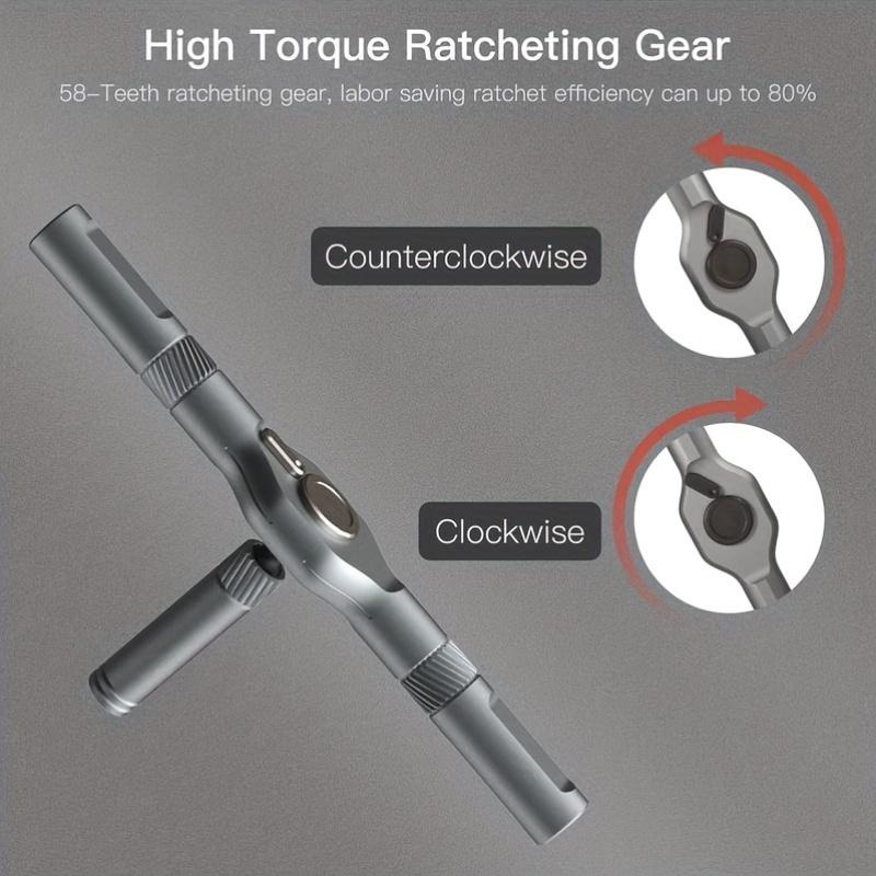 24-in-1 Magnetic Screwdriver Set, Multifunctional Hand Tool Kit with Detachable T-Handle Ratchet, DIY Home Maintenance Tool Box
