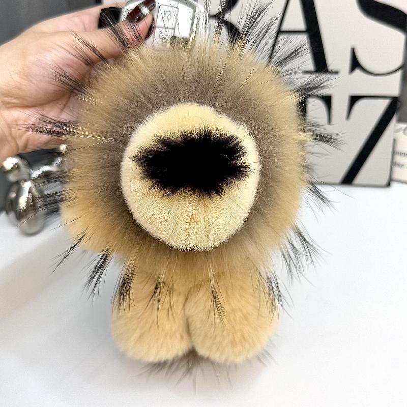 Little Lion Plush Backpack Accessories Pendant Real Rex Rabbit Hair Keychain Pendant Doll Doll Bag Pendant