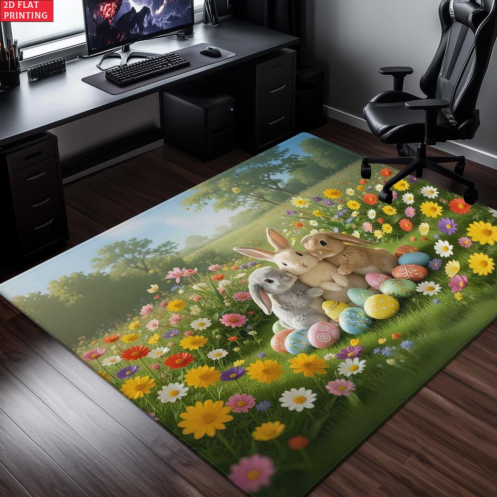 Sweet Easter Bunny Large Room Carpet Non Slip Cartoon Kids Bedroom Living Room Floor Mat Home Decor Children's Play Carpet
