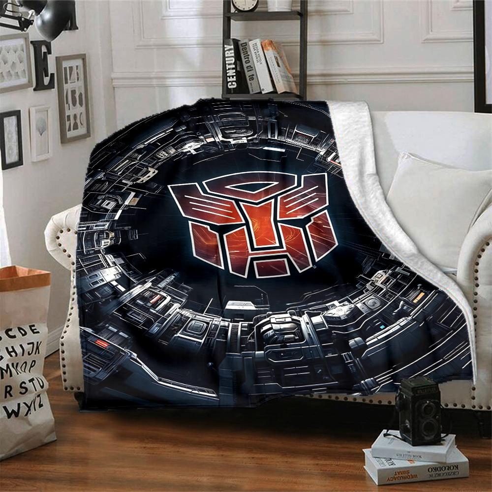 1pc Transformers Autobots Cozy Print Blanket Lightweight Warm Flannel Throw Blanket For Sofa, Bed, Living Room