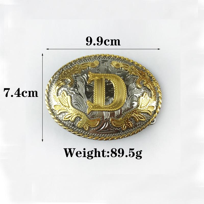 Herren Retro Vollrindleder Gürtel D Buchstabe Gold und Silber Zweifarbig Ovaler Gürtel