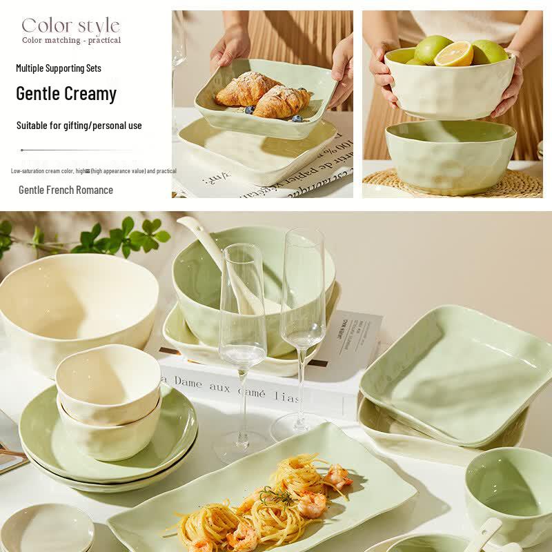 ZISIZ Cream Style Ceramic Dining Bowl
