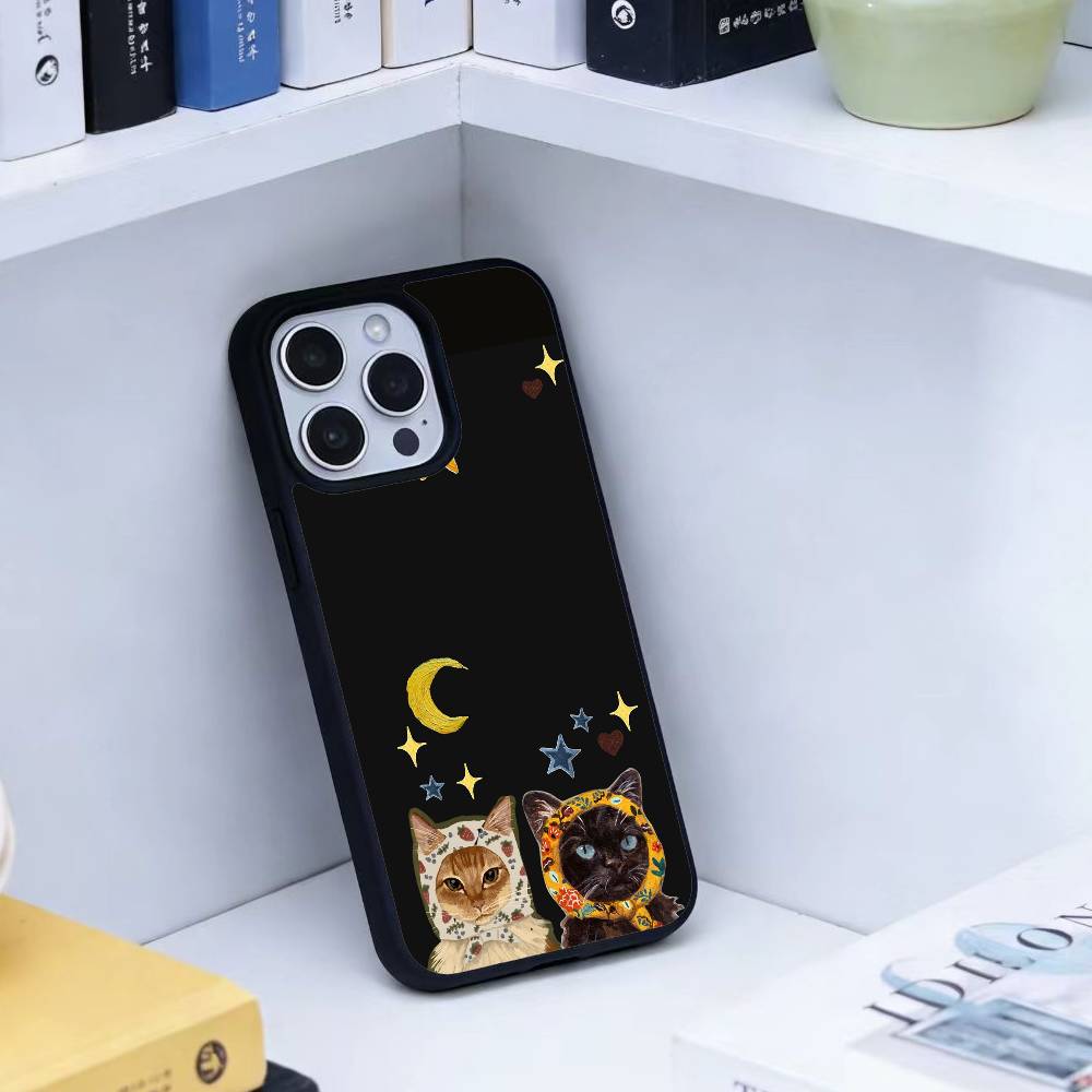 Ölgemälde Süße Katze Handyhülle Für iPhone17,16,15,14,13 Plus,Pro Max Magnetisch Für Magsafe Kabelloses Laden