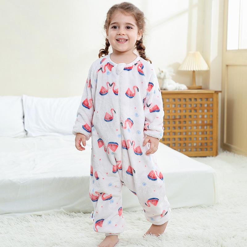 Kids Flannel Onesie Pajamas Cartoon Loungewear Christmas Costume Flannel Sleeping Bag Jumpsuit