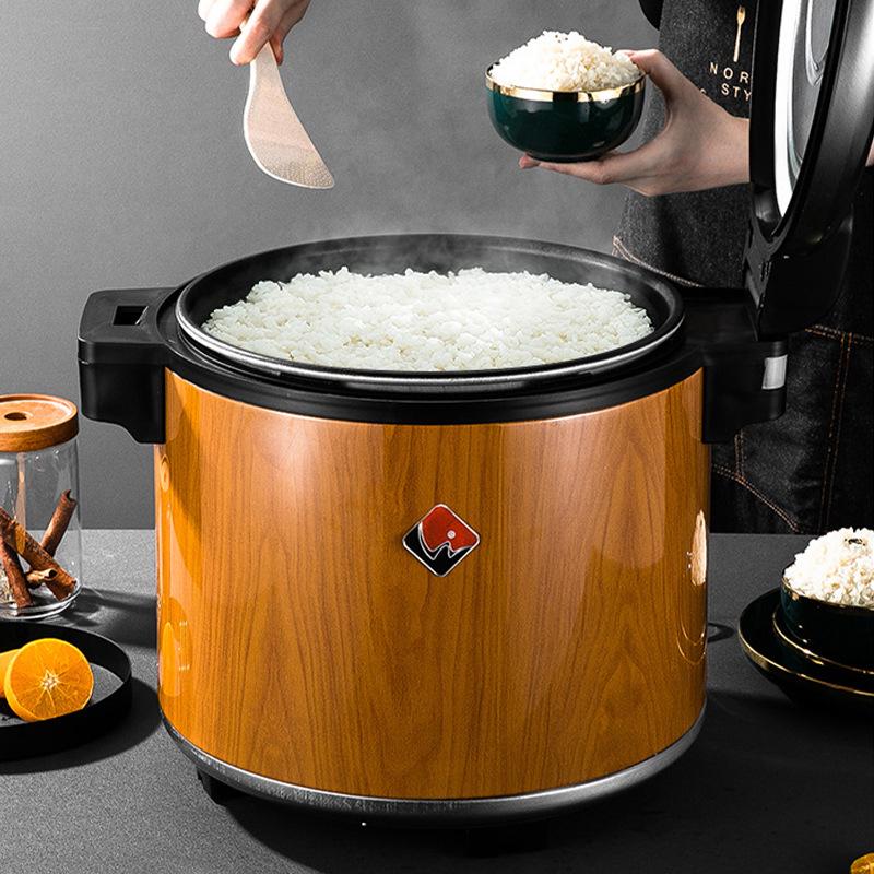 23L Wood Grain Electric Stainless Steel Rice Warmer - Insulated, Constant Temperature.