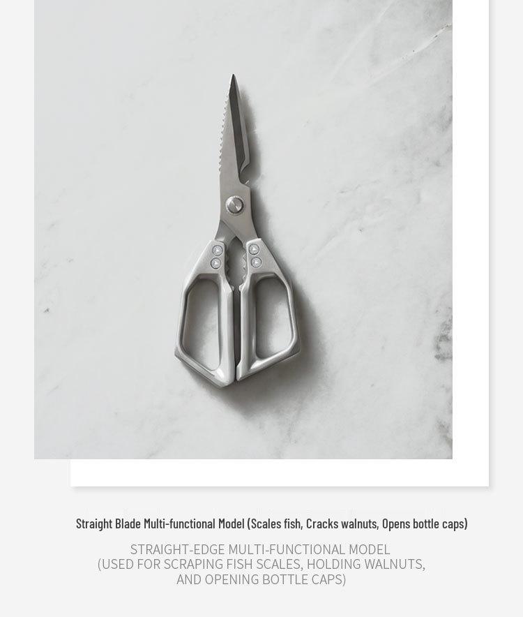 Strong Stainless Steel Kitchen Shears: Durable, Multi-functional, Sharp, for Chicken Bones, Vegetables, and Barbecue.