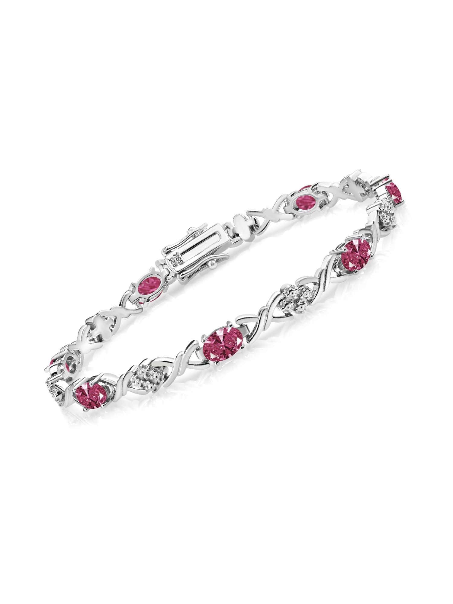 Pink Sapphire Tennis Bracelet -925 Sterling Silver
