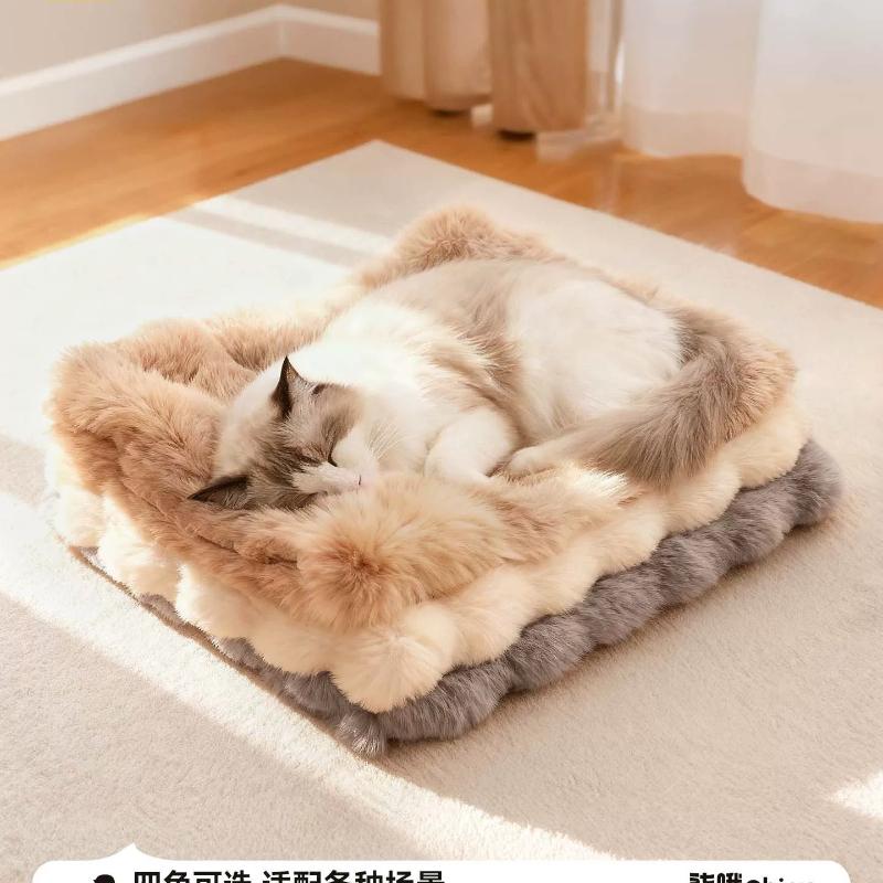 Cat nest cushion cat blanket winter sleeping pet cat blanket warm kennel winter thickened rabbit down sleeping mat