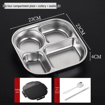 316 Stainless Steel Divided Meal Tray with Sealed Lid