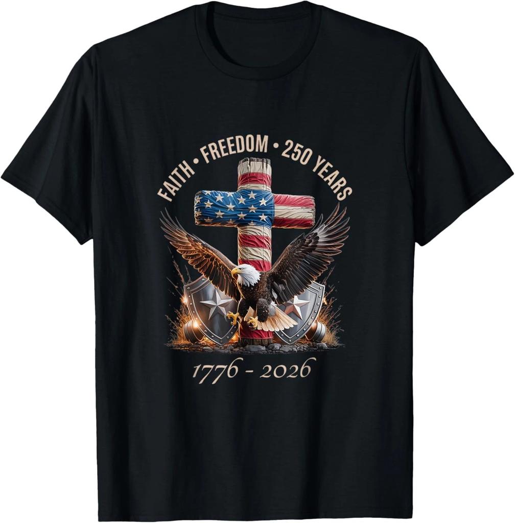 Vintage Faith Freedom 250 Years 1776-2026 Independence USA T-Shirt