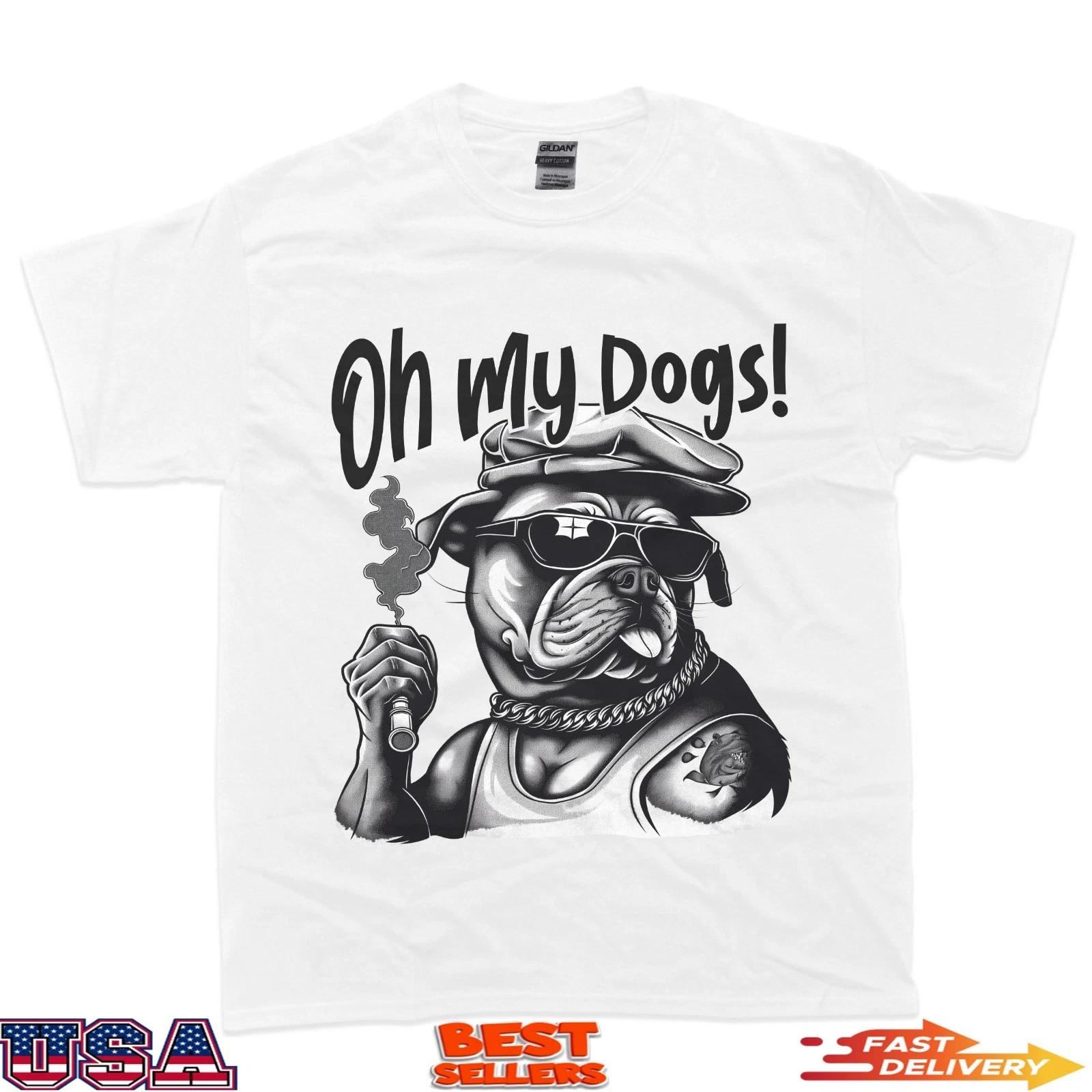 Thug Life Cigar Smoking Dog Graphic Art T-Shirt 4XL