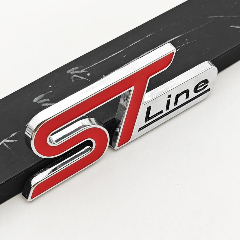 3D Metal Car Stickers STLine ST Logo Front Grille Fender Side Badge Rear Trunk Emblem For Ford Focus Mondeo Explorer Fiesta Edge QY2