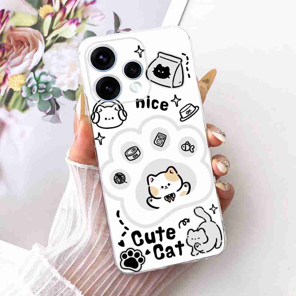 For Oppo Reno15 Reno 15 5G Casing Cute Cat Animal Soft Silicone Back Cover For Oppo Reno15 5G Protective Cases 6.59" Fundas