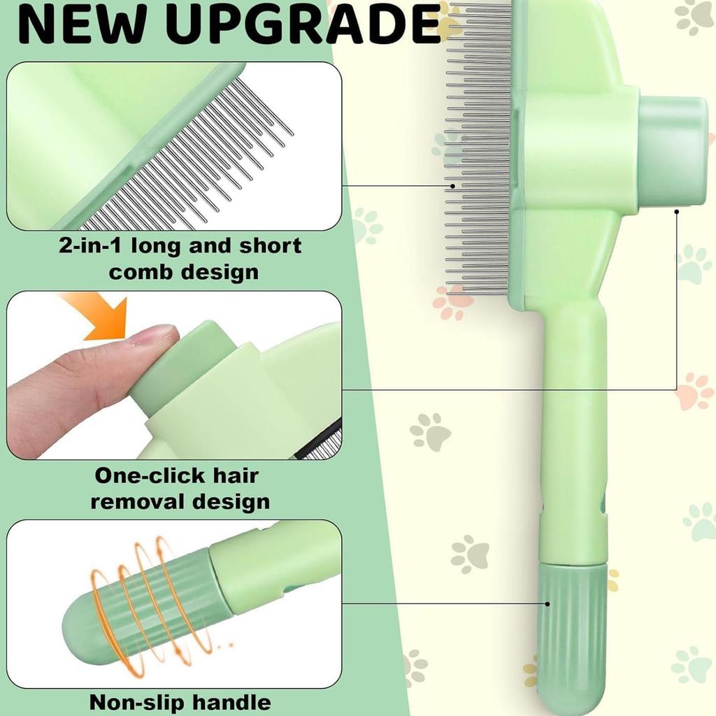 New Dog Comb Self-Cleaning Pet Massaging Brush Anti-Slip Grip Ergonomic Handle Detangling Comb Dog Cat Grooming Supplies