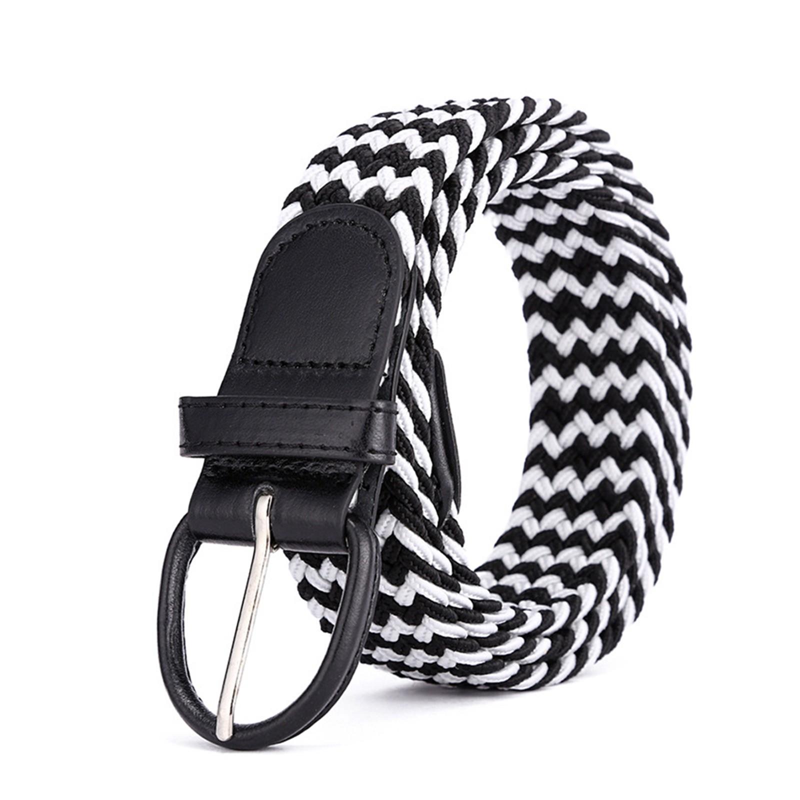 

(Куниде) Мужской и женский эластичный эластичный саржевый повседневный ремень, дышащий студенческий тканый ремень One Size белый